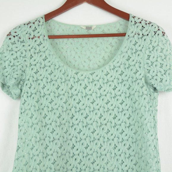 Fossil Mint Green Scoop Neck Lace Top Women's XS - Picture 2 of 6